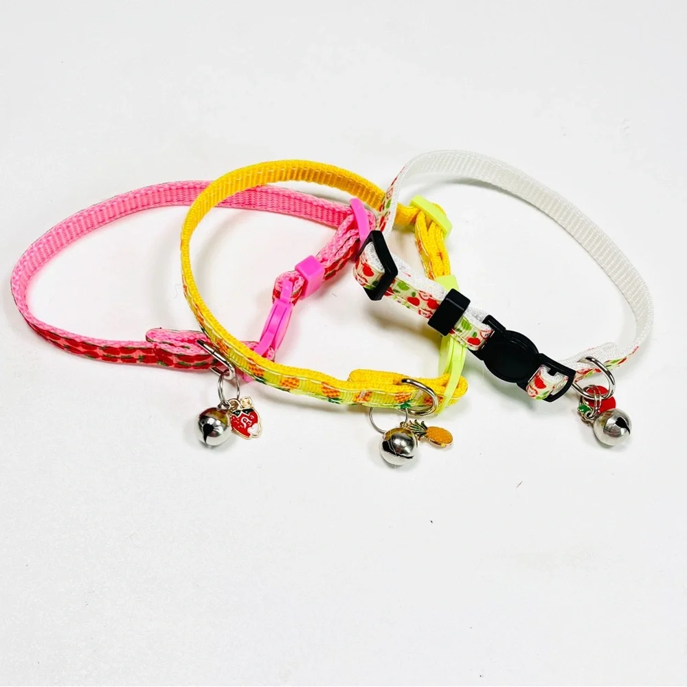 NEW 3 in 1 set of kitten cat collar fruit berry jewellery pendants bell
